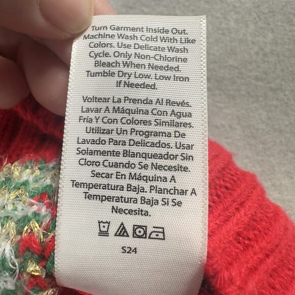 Holiday Time Women’s Christmas Argyle Gnome Cardigan Sweater S Red Green White - Picture 14 of 14